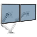 Fellowes Eppa Braccio per doppio monitor - Fino a 39" e 8 kg - Regolabile con molla a gas - Colore bianco - immagine 2