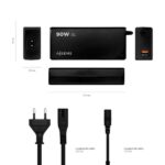 Caricabatterie automatico universale multitensione da 90 W per laptop con 12 connettori + USB-A QC.3.0 - Colore nero - immagine 4