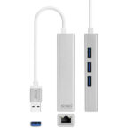 Nanocavo Convertitore USB 3.0 a Ethernet Gigabit + 3xUSB 3.0 - Alluminio - 15 cm - Colore argento - immagine 2