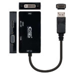 Nanocavo convertitore Displayport a VGA / DVI / HDMI - 3 in 1 - DP 1.2/M-VGA/H-DVI/H-HDMI/H 4K - 15 cm - Colore nero - immagine 2