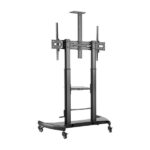 Aisens Supporto da pavimento ECO con ruote e manovella - Vassoio per DVD e supporto per videocamera per monitor/TV - Fino a 100 kg - Da 60 a 100 pollici - Colore nero - immagine 2