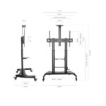Aisens Supporto da pavimento ECO con ruote e manovella - Vassoio per DVD e supporto per videocamera per monitor/TV - Fino a 100 kg - Da 60 a 100 pollici - Colore nero - immagine 5
