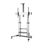 Aisens Supporto da pavimento PRO con ruote e manovella - Vassoio per DVD e supporto per fotocamera per monitor/TV - Fino a 100 kg - Da 60 a 100 pollici - Colore nero/argento - immagine 3