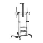 Aisens Supporto da pavimento PRO con ruote e manovella - Vassoio per DVD e supporto per fotocamera per monitor/TV - Fino a 100 kg - Da 60 a 100 pollici - Colore nero/argento - immagine 4