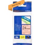 Brother TZeB51 Nastro laminato fluorescente originale per etichette - Testo nero su sfondo bianco - Larghezza 24 mm x 5 metri