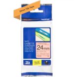 Brother TZeB51 Nastro laminato fluorescente originale per etichette - Testo nero su sfondo bianco - Larghezza 24 mm x 5 metri