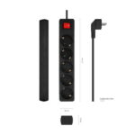Aisens Ciabatta a 5 prese Schuko con cavo da 1,4 m - Interruttore On/Off - Protezione bambini - Colore nero - immagine 3