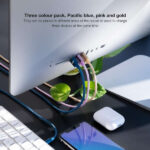 Nanocable Confezione da 3 cavi intrecciati USB-A maschio a Lightning maschio - Lunghezza 1 m - Colori rosa, oro e blu - immagine 3