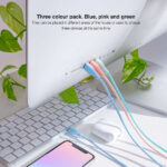 Nanocavo Confezione da 3 cavi intrecciati USB-A maschio a Lightning maschio - Lunghezza 1 m - Colori pastello rosa, verde e blu - immagine 3