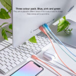 Nanocavo Confezione da 3 cavi USB-A maschio a Lightning maschio - Lunghezza 1 m - Colori pastello rosa, verde e blu - immagine 3