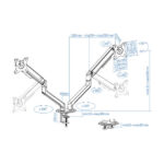 Tooq Supporto da tavolo per schermi girevole e inclinabile a 2 bracci 17-32" - Colore grigio - immagine 5