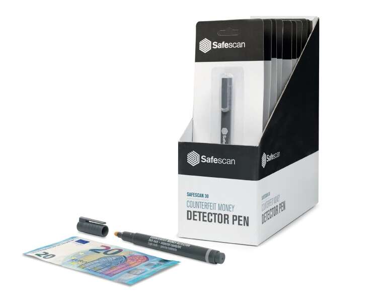Safescan 30 Penna rilevatrice di banconote false - Verifica in 2 secondi - Inchiostro a base di iodio Safescan 30 Penna rilevatrice di banconote false - Verifica in 2 secondi - Inchiostro a base di iodio