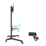 Tooq Ramses Supporto da pavimento con ruote per schermi da 37" a 70" - Blocco ruote - Ripiano - Gestione cavi - Peso max 50 kg - VESA max 600X400 mm - Colore nero - immagine 2