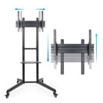 Tooq Ramses Supporto da pavimento con ruote per schermi da 37" a 70" - Blocco ruote - Ripiano - Gestione cavi - Peso max 50 kg - VESA max 600X400 mm - Colore nero - immagine 3