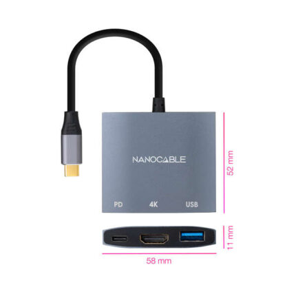USB3.0 e USB-C PD - Colore grigio