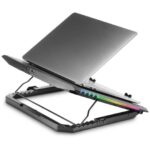 Mars Gaming MNBC5 Base di raffreddamento per laptop fino a 19" - 6 ventole - 7 posizioni di inclinazione - Illuminazione ARGB dinamica - Base per smartphone - Griglia in alluminio - 2 porte USB 2.0 - immagine 3