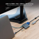 Nanocavo convertitore da USB-C a HDMI, VGA, USB 3.0 e USB-C PD - Lunghezza cavo 15 cm - Colore grigio - immagine 4