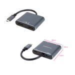 Nanocavo convertitore USB-C a 2x HDMI, 1x USB 2.0 e 1x USB-C PD - Lunghezza cavo 15 cm - Colore grigio - immagine 3
