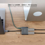 Nanocavo convertitore USB-C a 2x HDMI, 1x USB 2.0 e 1x USB-C PD - Lunghezza cavo 15 cm - Colore grigio - immagine 4