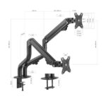 Aisens Supporto da tavolo ECO con contrappeso girevole e inclinabile per monitor/TV 8 kg (3 perni - 2 bracci) da 17-32 - Colore nero - immagine 3