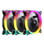 Unykach Candy 30 Confezione da 3 ventole da 120 mm con illuminazione ARGB - Velocità massima 1500 giri/min - Controller e telecomando - Colore nero - immagine 2