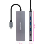 Nanocavo Hub USB-C/M A 3xUSB3.0/H + 1xUSB-C/H - 10 cm - Colore alluminio - immagine 2