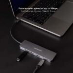 Nanocavo Hub USB-C/M A 3xUSB3.0/H + 1xUSB-C/H - 10 cm - Colore alluminio - immagine 4