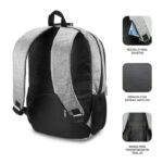 Subblim Zaino Urban Lock System - per laptop fino a 16" - Blocco antifurto - Cinghie ergonomiche - Schiena con sistema Airflow - Doppia cerniera - Tasche laterali in rete - Porta USB - Uscita cuffie - Colore grigio - immagine 3