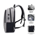 Subblim Zaino Urban Lock System - per laptop fino a 16" - Blocco antifurto - Cinghie ergonomiche - Schiena con sistema Airflow - Doppia cerniera - Tasche laterali in rete - Porta USB - Uscita cuffie - Colore grigio - immagine 4