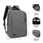 Subblim Zaino City - per laptop fino a 15,6" - Resistente all'acqua - Design moderno e pratico - Cinghie regolabili - Colore grigio - immagine 4