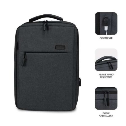 6" - Scomparto imbottito per laptop - Tasca per tablet - Organizer interni - Porta USB - Colore nero