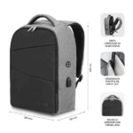 Subblim Zaino antifurto per laptop 15,6" - Scomparto indipendente - Spazio imbottito - Air Padding - Doppia cerniera - Colore nero/grigio - immagine 4