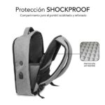 Subblim Zaino antifurto per laptop 15,6" - Scomparto indipendente - Spazio imbottito - Air Padding - Doppia cerniera - Colore nero/grigio - immagine 5