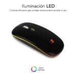 Subblim Mouse LED Dual Flat - Doppia connettività - Tecnologia Silent Click - Illuminazione LED in 7 colori - Colore nero - immagine 3