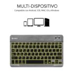 Subblim Tastiera retroilluminata BT - Spessore 6 mm - Connettività Bluetooth 3.0 - Tasti ad alta precisione - Batteria ricaricabile agli ioni di litio - Colore grigio - immagine 3