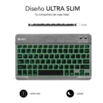 Subblim Tastiera retroilluminata BT - Spessore 6 mm - Connettività Bluetooth 3.0 - Tasti ad alta precisione - Batteria ricaricabile agli ioni di litio - Colore grigio - immagine 4