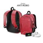 Subblim Zaino Urban Lock System - Sinonimo di sicurezza - Eccellente capacità organizzativa - Connettore USB per Powerbank - Design resistente - Cinghie ergonomiche - Colore rosso - immagine 2