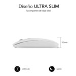 Subblim Mouse Dual Flat - Doppia connessione - Silent Click - Batteria ricaricabile - Rotella in silicone - Precisione 1600 DPI - Colore bianco - immagine 4