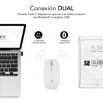 Subblim Mouse Dual Flat - Doppia connessione - Silent Click - Batteria ricaricabile - Rotella in silicone - Precisione 1600 DPI - Colore bianco - immagine 5