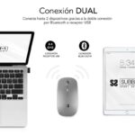 Subblim Mouse Dual Flat Mouse - Doppia connessione - Silent Click - Batteria ricaricabile - Rotella in silicone - Precisione 1600 DPI - Colore grigio - immagine 2