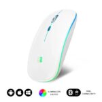 Subblim Mouse LED Dual Flat Mouse - Doppia connessione - Silent Click - Illuminazione LED in 7 colori - Batteria a lunga durata - Colore bianco - immagine 2