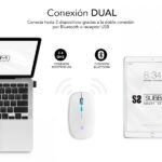 Subblim Mouse LED Dual Flat Mouse - Doppia connessione - Silent Click - Illuminazione LED in 7 colori - Batteria a lunga durata - Colore bianco - immagine 3