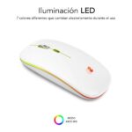 Subblim Mouse LED Dual Flat Mouse - Doppia connessione - Silent Click - Illuminazione LED in 7 colori - Batteria a lunga durata - Colore bianco - immagine 4