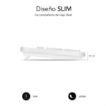 Tastiera Subblim Business Slim Silenziosa - 430 x 132 x 23 mm - Tasti piatti - Resistente agli schizzi - Design sottile e completo - Connettore USB Plug&Play - Colore bianco - immagine 3