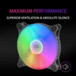 Mars Gaming Kit di 2 spettacolari ventole FRGB RAINBOW 360º - 120x120x25mm - Illuminazione 360º FRGB RAINBOW - Ventilazione superiore e silenziosa - Connessione 3PIN+4PIN - Colore nero - immagine 3
