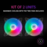 Mars Gaming Kit di 2 spettacolari ventole FRGB RAINBOW 360º - 120x120x25mm - Illuminazione 360º FRGB RAINBOW - Ventilazione superiore e silenziosa - Connessione 3PIN+4PIN - Colore nero - immagine 5
