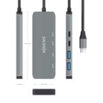 Hub USB 3.2 GEN2 10G USB-C - USB-C/M-2xUSB-C/H-2xUSB-A/H - 15 cm - Colore grigio - immagine 4