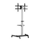 Aisens Supporto da pavimento con ruote - Vassoio porta DVD per monitor/TV 50 kg da 37-86" - Colore nero/argento - immagine 2
