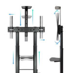 Tooq Ares Supporto da pavimento con ruote e regolazione dell'altezza per schermi da 60"-100" - Colore nero - immagine 3