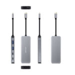 Nanocable HUB USB-C 6 in 1 - Convertitore USB-C 3.2 GEN1 5G a 2 x USB-A + 2 x USB-C + HDMI + USB-C PD 100W - Alluminio - 15 cm - Colore grigio - immagine 2
